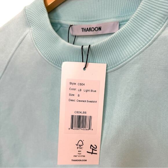 Thakoon - NWT Teal Blue Cropped Crewneck Sweatshirt Size Small - Picture 5 of 8